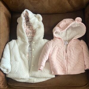 Adorable White and Pink Baby Hoodies with Bear Ears